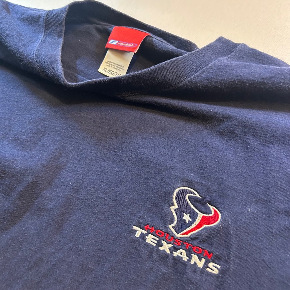 Reebok Houston Texans Long Sleeve Shirt Mens XL Navy Blue Embroidered Logo NFL - Picture 3 of 5